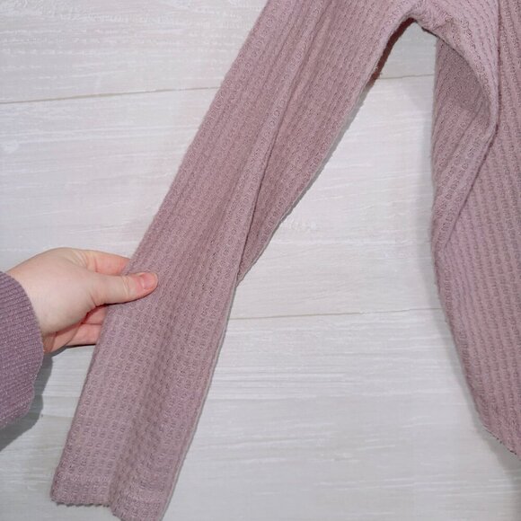Out From Under Urban Outfitters Mauve Pink Waffle Knit Button Front Sweater - Picture 2 of 7